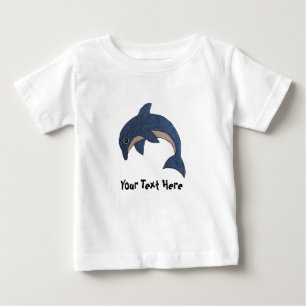 T-shirt Pour Bébé Cute Bleu Bleu Dauphin Blanc Flécaux