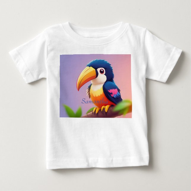 T-shirt Pour Bébé Cute bleu Toucan (Devant)