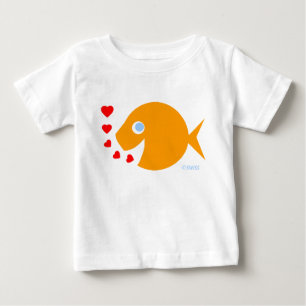 T-shirt Pour Bébé Cute Blue Eyes Baby Goldfish Cartoon et baisers