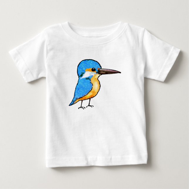 T-shirt Pour Bébé Cute Blue Kingfisher Bird Art (Devant)