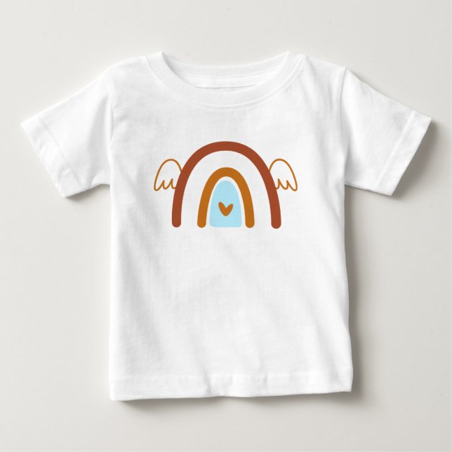 T-shirt Pour Bébé Cute Boho arc-en-ciel avec nom personnalisé (Devant)