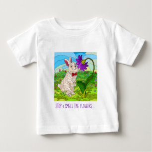T-shirt Pour Bébé Cute Buuny; Stop & Sentez les Fleurs!