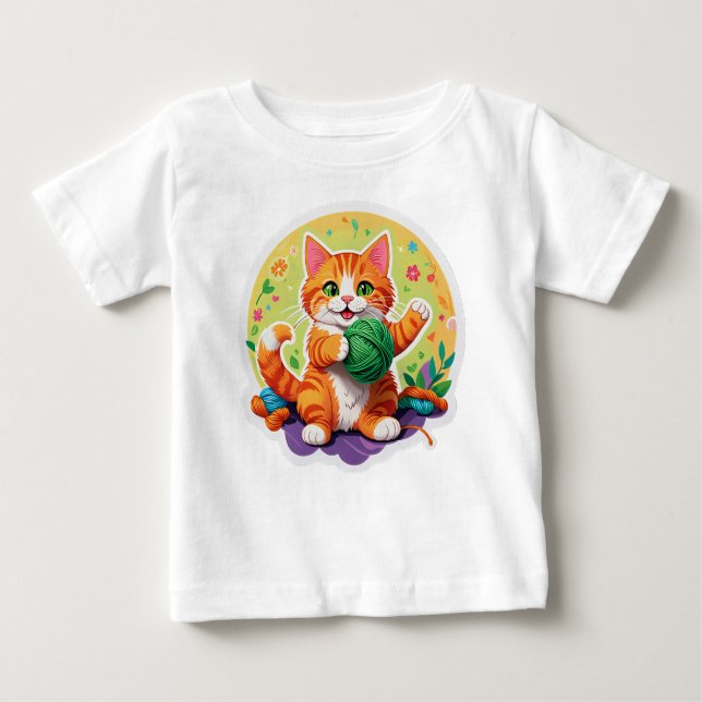 T-shirt Pour Bébé Cute chat (Devant)