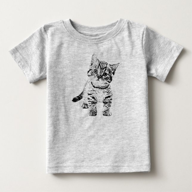 T-shirt Pour Bébé Cute chat chaton | stylo graphique noir (Devant)