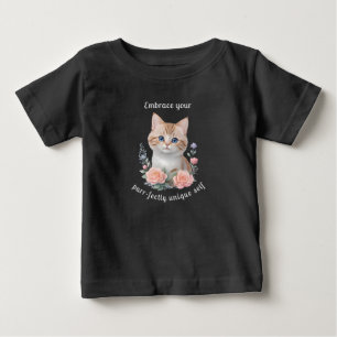 T-shirt Pour Bébé Cute Chat Floral Design Motivation