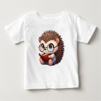T-shirt Pour Bébé Cute Chibi Lecture Hedgehog