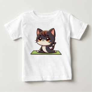 T-shirt Pour Bébé Cute Chibi Yoga Chat