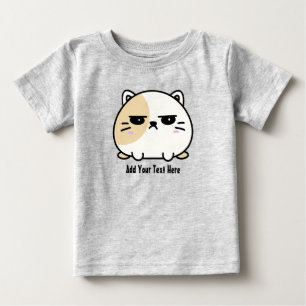 T-shirt Pour Bébé Cute Chubby Angry Mochi Chat Texte personnalisé