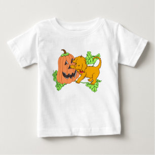 T-shirt Pour Bébé Cute Citrouille Halloween et Chiot