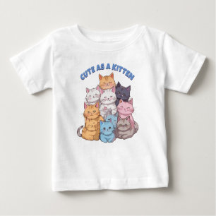 T-shirt Pour Bébé Cute comme un chaton avec Kitty Pile