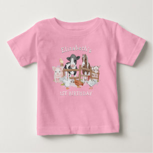 T-shirt Pour Bébé Cute Country Farm Animaux 1er anniversaire