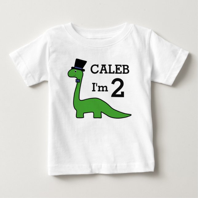 T-shirt Pour Bébé Cute Dinosaur Boy Anniversaire Nom de la Personnal (Devant)