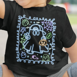 T-shirt Pour Bébé Cute Faux Neon Llow Halloween Fantôme Éffrayant Fi