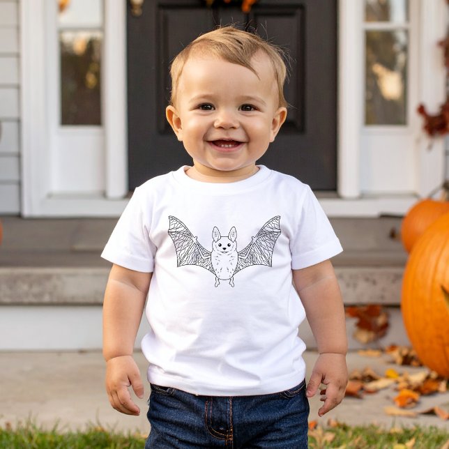T-shirt Pour Bébé Cute Flying Bat Animal Ligne minimale Art Hallowee (Disclaimer: This image is a digital mockup.)
