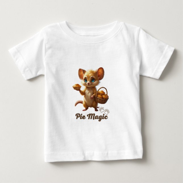 T-shirt Pour Bébé Cute Forest Mouse with Pies (Devant)