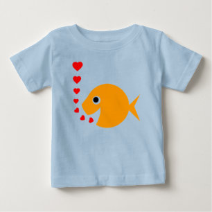 T-shirt Pour Bébé Cute Funny Love Goldfish Cartoon Onsies bébé