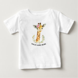 T-shirt Pour Bébé Cute Giraffe animaux 1ère fille anniversaire boho