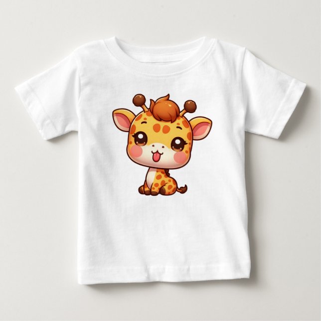 T-shirt Pour Bébé Cute Giraffe Sticking sa langue (Devant)