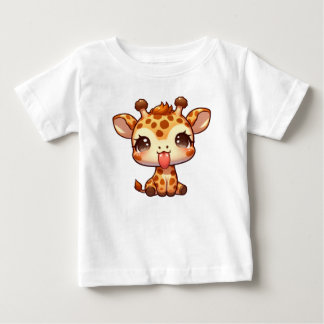 T-shirt Pour Bébé Cute Giraffe Sticking sa langue