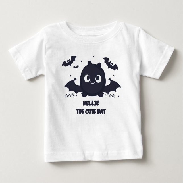 T-shirt Pour Bébé Cute grise Kawaii Bat (Devant)
