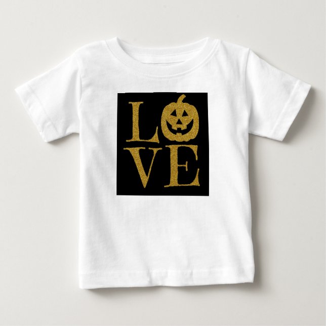 T-shirt Pour Bébé Cute Halloween LOVE, w Lettres Parties scintillant (Devant)