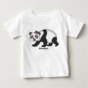 T-shirt Pour Bébé Cute happy panda bear with flower cartoon
