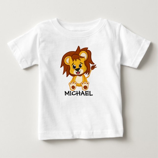 T-shirt Pour Bébé Cute Jungle Safari Lion Animaux Enfants (Devant)