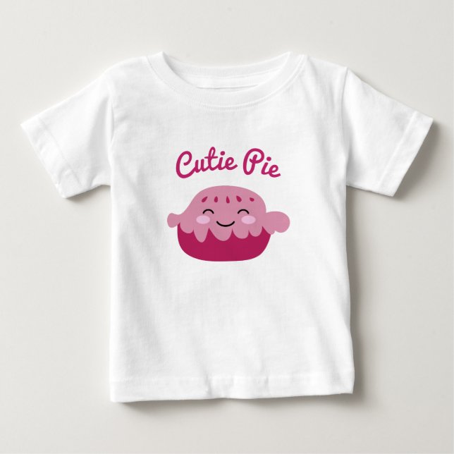 T-shirt Pour Bébé Cute Kawaii face Apple Pie Dessiner la fille (Devant)