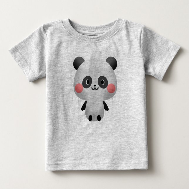 T-shirt Pour Bébé Cute Kawaii Happy Panda (Devant)