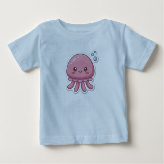 T-shirt Pour Bébé Cute Kawaii Pink Jellyfish Sticker Design -Happy C