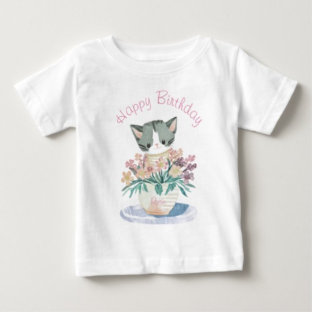 T-shirt Pour Bébé Cute Kitten | Bonne fille d'anniversaire (Devant)