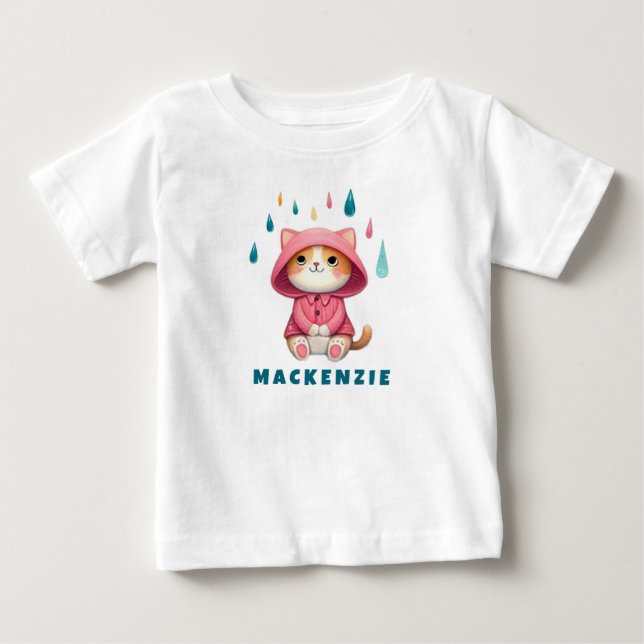 T-shirt Pour Bébé Cute Kitten Regard sur le ciel pluvieux (Devant)