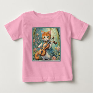 T-shirt Pour Bébé Cute Kitty Jouer au violon