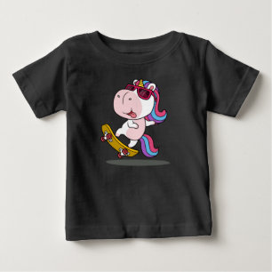 T-shirt Pour Bébé Cute licorne jouer skateboard