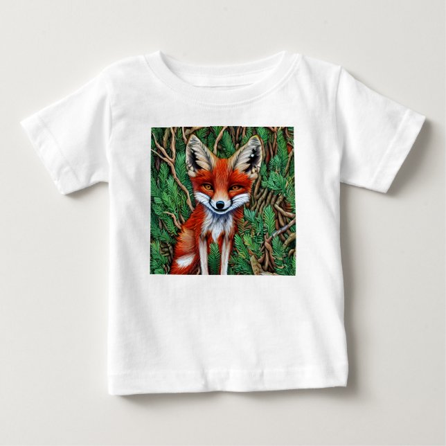 T-shirt Pour Bébé Cute Little Wilderness Fox (Devant)