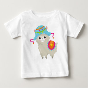 T-shirt Pour Bébé Cute Llama, Little Llama, Alpaca, Llama Avec Casqu