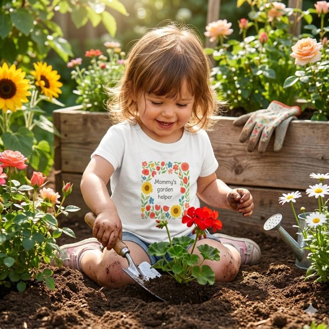 T-shirt Pour Bébé Cute Mommy's Garden Helper Floral  (Making  happy memories in the garden.  This toddler tee is a adorable)