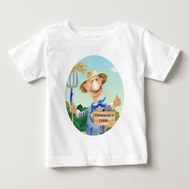 T-shirt Pour Bébé Cute Old MacDonald's Farm personnalisée (Devant)
