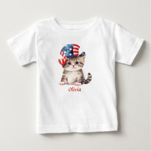 T-shirt Pour Bébé Cute Patriotic Kitten 4 juillet fille