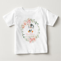 Cute Penguin Blush Floral 1er Anniversaire