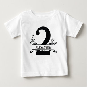 T-shirt Pour Bébé Cute Personnalisé Floral Noir & Blanc Enfants