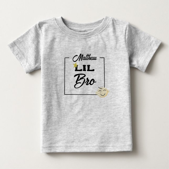 T-shirt Pour Bébé Cute Personnaliser Lil bébé Bro (Devant)