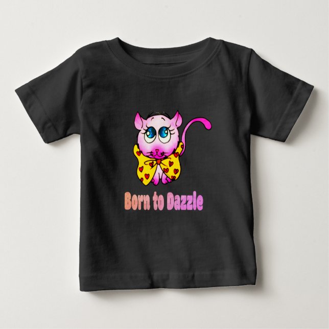 T-shirt Pour Bébé Cute Pink Kitty - Born to Dazzle Art (Devant)