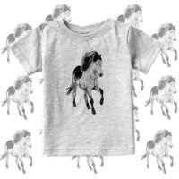 Cute pony in motion, black and white