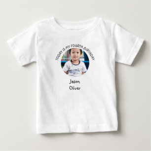 T-shirt Pour Bébé Cute Quatrième Anniversaire Nom Tour Photo Anniver