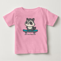 Cute Raccoon sur un skateboard texte personnalisé