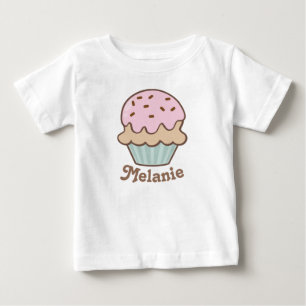 T-shirt Pour Bébé Cute Rose Frosting Cupcake Personnalisé