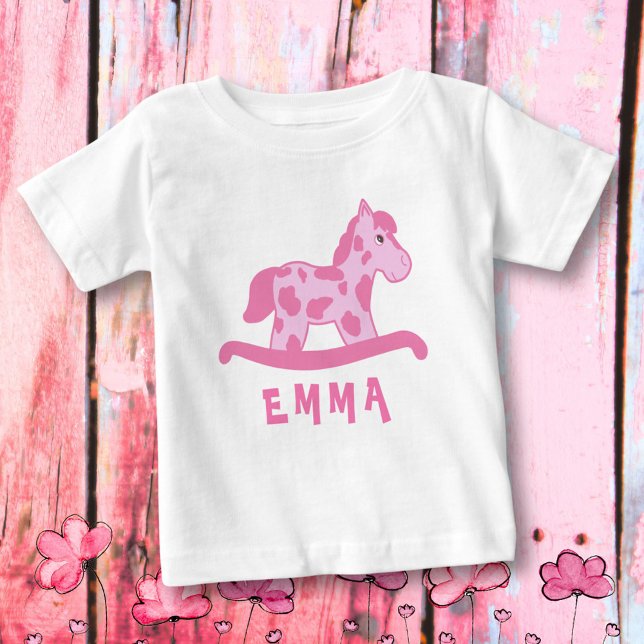 T-shirt Pour Bébé Cute Rose Rocking Nom du cheval Baby Girl (Créateur téléchargé)