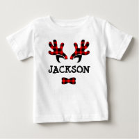 Cute Russe Buffalo Plaid Reindeer Antlers Nom