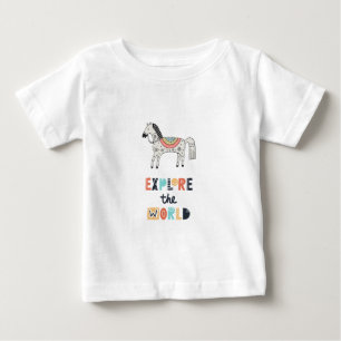 T-shirt Pour Bébé Cute Scandia Horse Explorez le monde